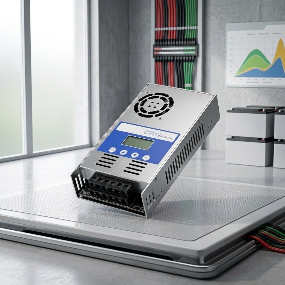 60A MPPT Regulador de Carga Solar Aluminio Carcasa Disipador de Calor