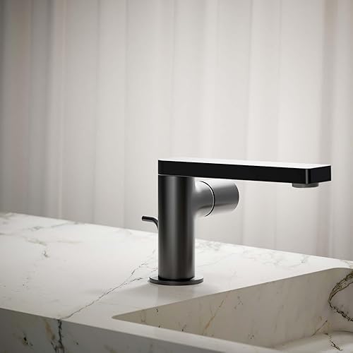 Miniatura 3 de KOHLER Composed K-73050-7-CP - Grifo de fregadero de baño de un solo agujero con montaje de drenaje de metal en cromo pulido