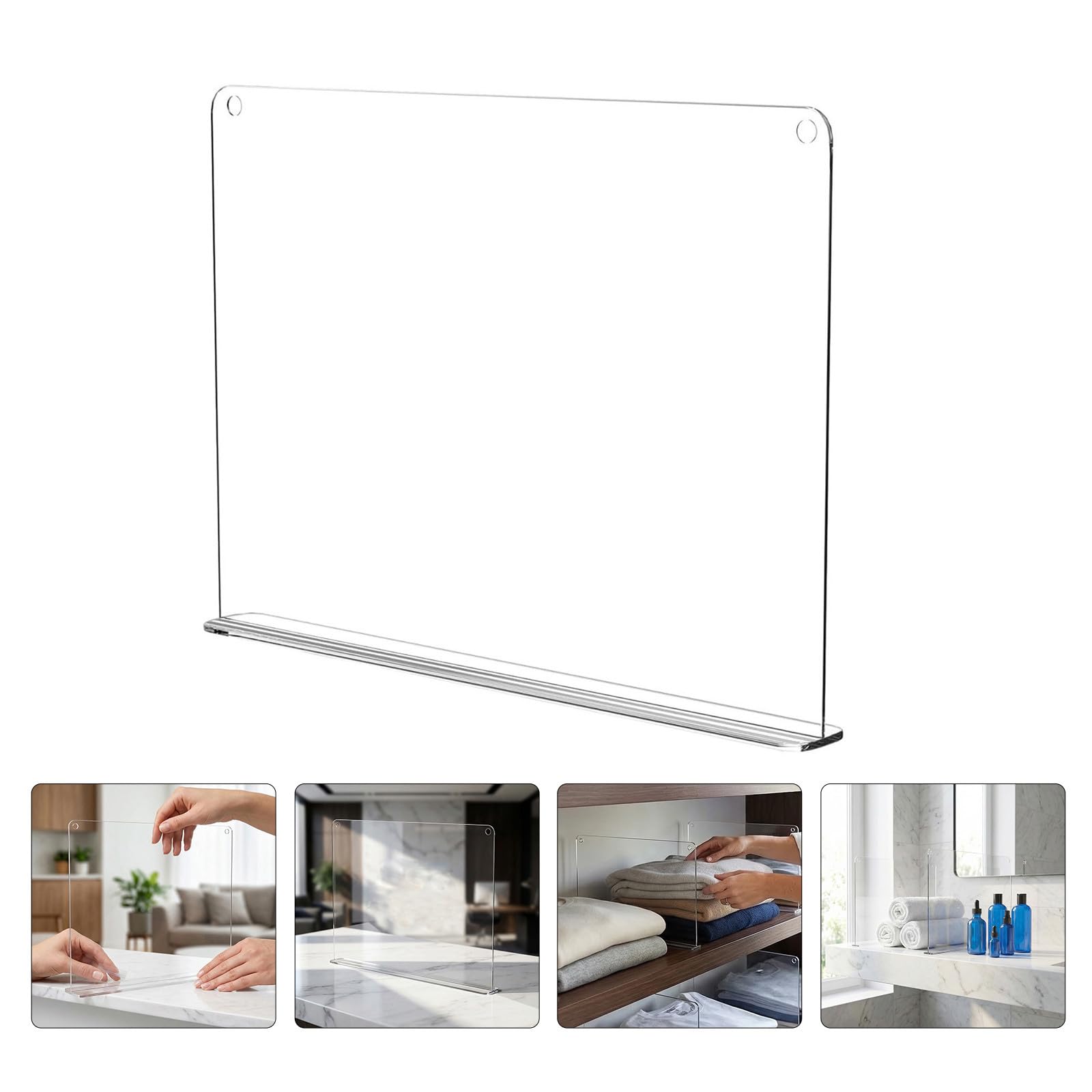 Angoily Separadores Transparentes de Acrílico para Armario 4 Piezas con Cinta Adhesiva, Organizadores Multifuncionales para Estantes en Hogar y Closets, Instalación Sencilla