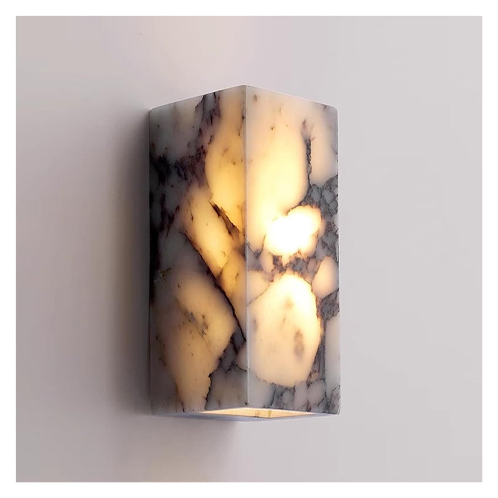 KHUKHU Marble Wall Lamp, Modern Alabaster Wall Light, Wall Mount Wall Sconces with Natural Stone Lampshade, LED Vanity Light, for Mirror, Bedroom, Hallway(50cm)
