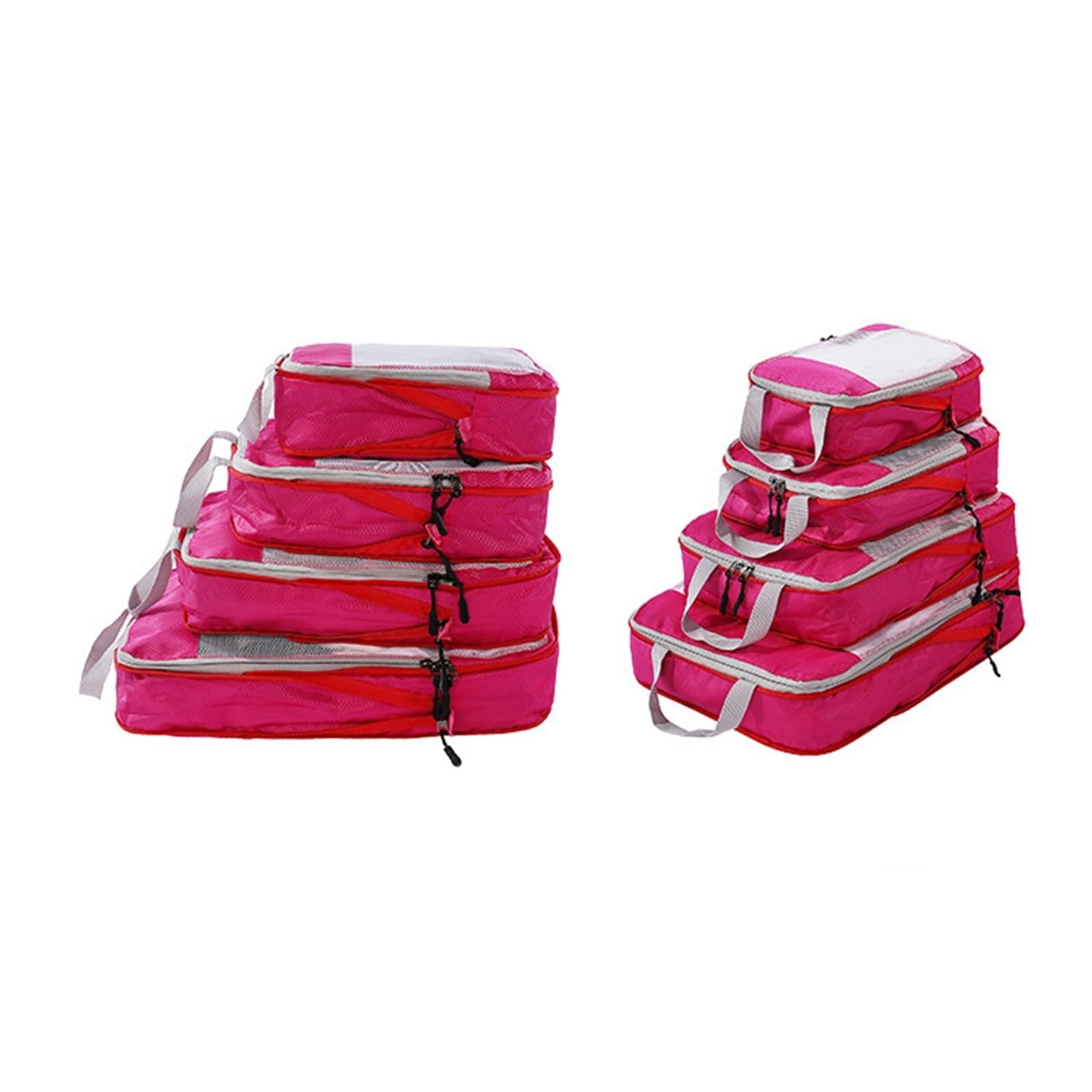 Organizzatori da Viaggio a Compressione Packing Cubes Confezione da 4 Sacchi da Viaggio Set Organizzatore Valigia a Compressione Ultraleggero Organizzatore Espandibile for Bagaglio a Mano(Pink)