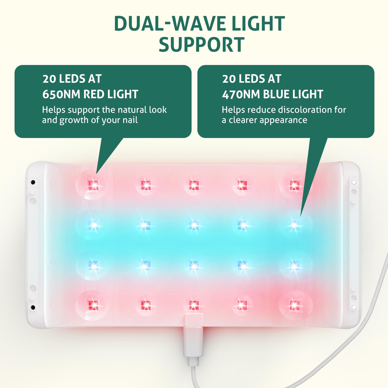 iKeener Diseño Separable Aparato para Hongos Uñas para Todas las Uñas, 80 LEDs 460nm Respirable Luz Azul & 650nm Luz Roja Dispositivo para Uso Doméstico, 120s/180s/300s Timer