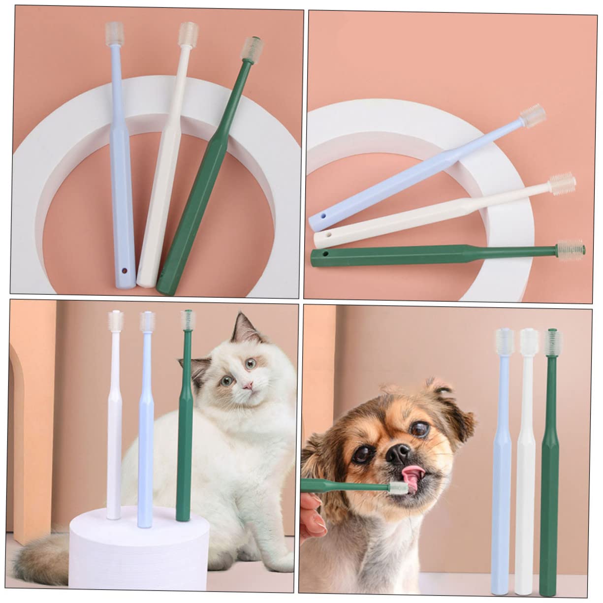minkissy 8stücke Haustier Zahnbürste Für Kleine Hunde Und Katzen Praktische Zahnreinigung Mit Ergonomischem Design Langlebigem Tpe-material Und Sanfter Reinigung Für Gesunde Zähne Und