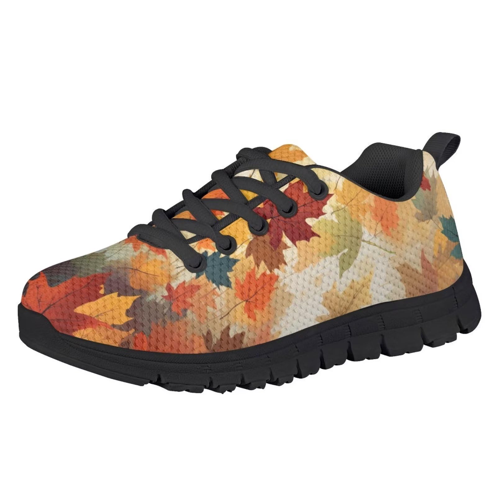 Viewamoon Maple Leaf Kids Hiking Shoes Size 4 Kid Sneakers Lightweight Walking, Hiking, Dancing, Training Shoes for Outdoors/Traveling/School/Jogging Black Sole