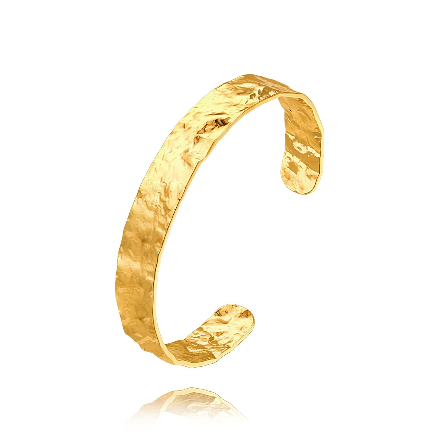 PERNNLA PEARL 18K Gold Plated Cuff Bangle Bracelet Simple Chunky Adjustable Open Bracelet Dainty Personalized Statement Jewelry for