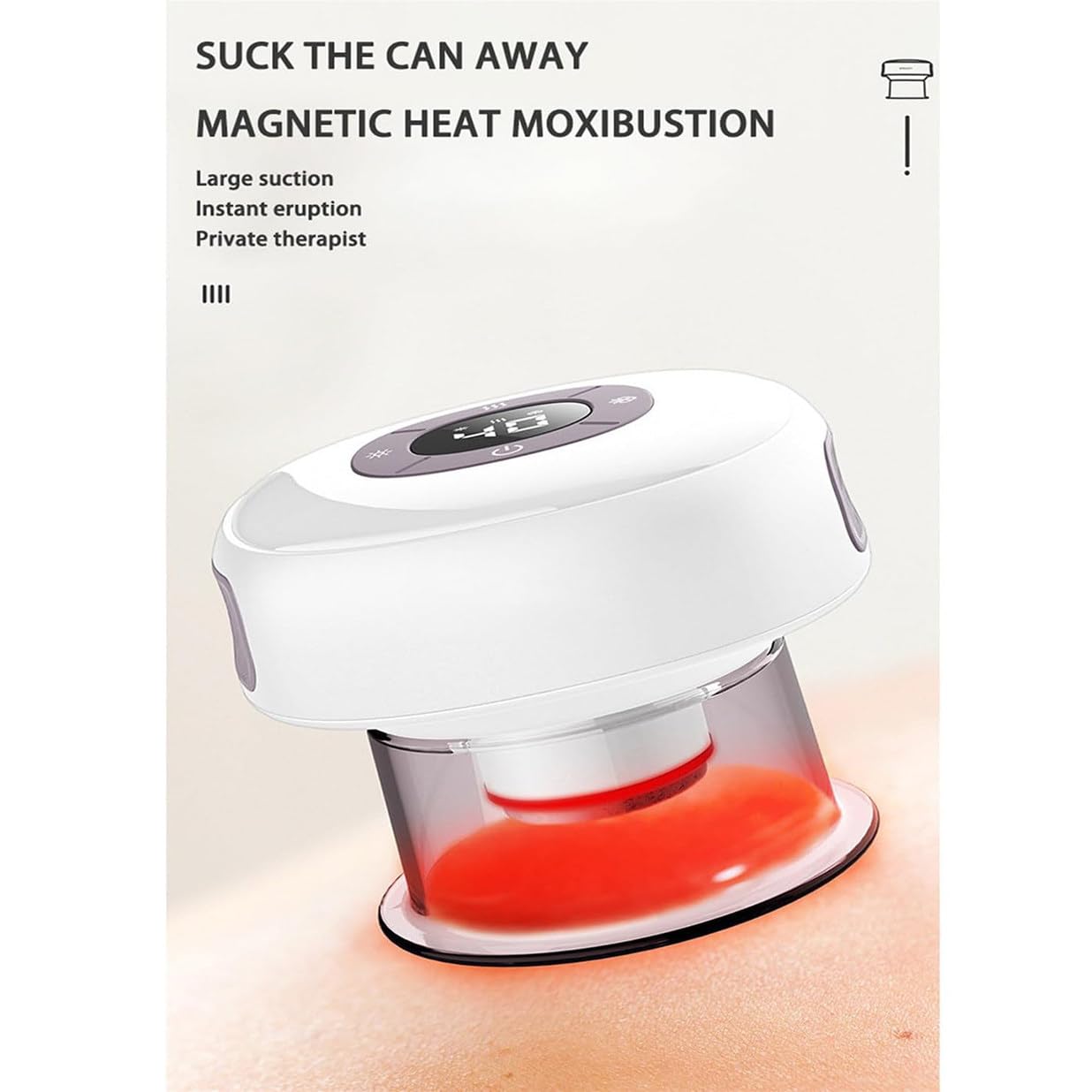 Massaggiatore Elettrico per Coppettazione, Set Di Coppette Intelligente, 6 Temperature Regolabili E 6 Modalità Di Aspirazione, Massaggiatore Gua Sha Ricaricabile Con 3 Coppette