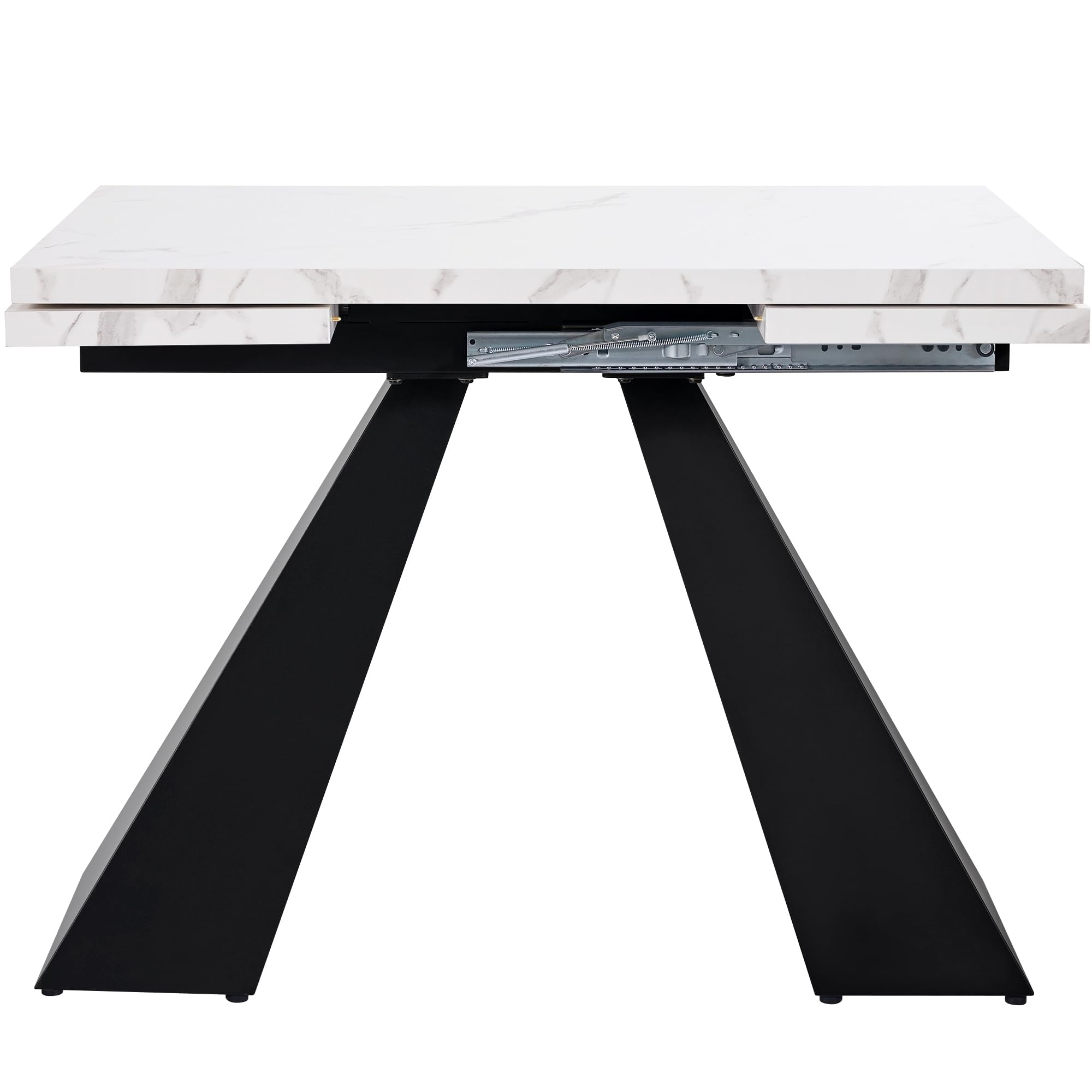 Mesa de comedor telescópica 99-159 × 74 cm – Mesa de cocina extensible con amplia superficie de trabajo, flexible para oficina en casa y salón, mesa blanca con patas de columna