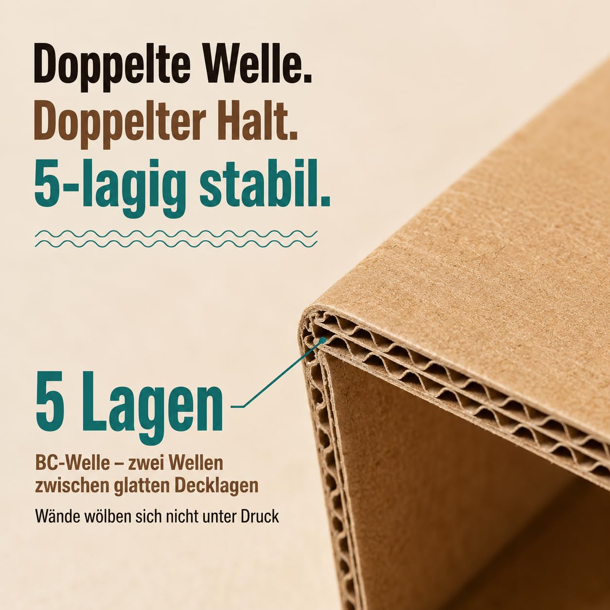 GiDeli Versandkartons Stabile Umzugskartons - 20 Stück 43x30x26,5 cm Braun - 5-lagige Wellpappe, BC-Welle, FEFCO 0201 - Für Warenversand, Lagerung, Archivierung, Geschirr, Bücher, Aktenordner