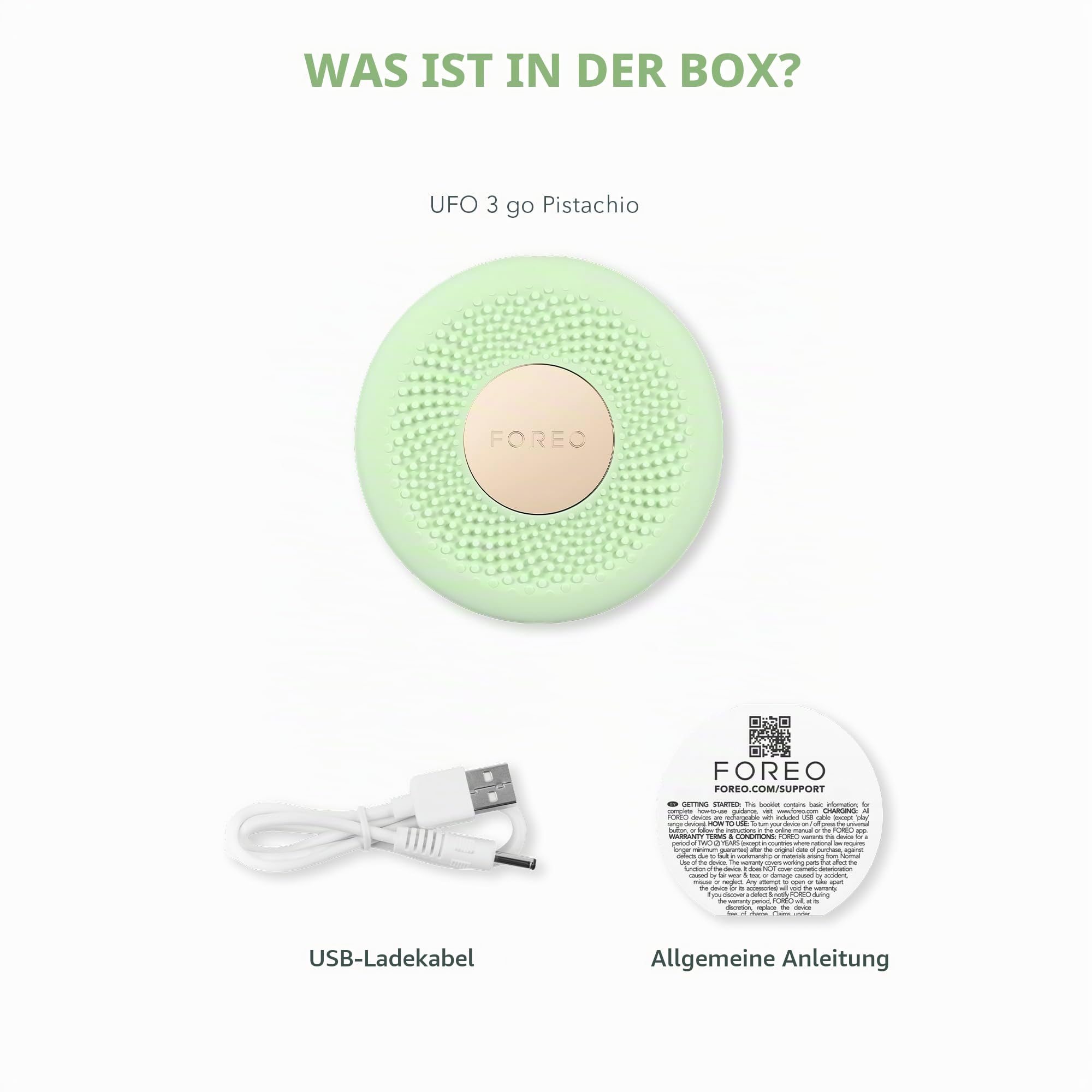 FOREO UFO 3 go Gesichtsmasken-Hautpflegegerät unterwegs – Feuchtigkeitscreme – Anti-Aging-Pflege – Vollspektrum-LED- und Rotlichttherapie – Thermotherapie – T-Sonic-Massage – kompakt – Pistachio