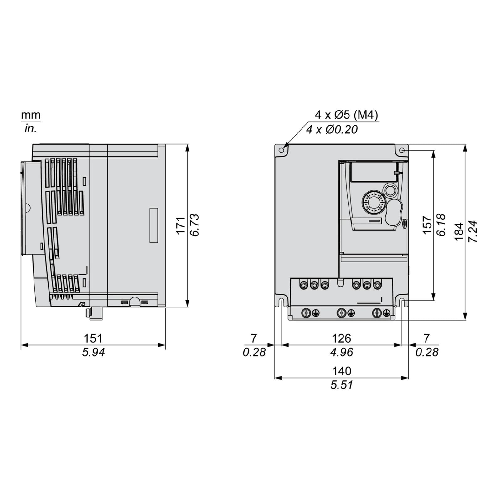 Inverter di frequenza da 5,5 kW, azionamento a frequenza variabile ATV310HU55N4E