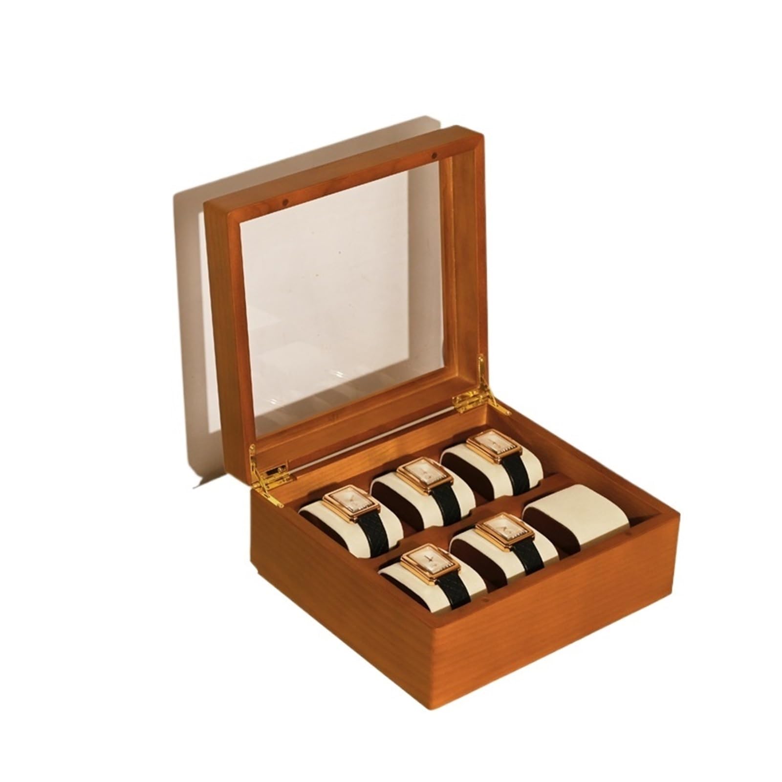 1 caja organizadora de reloj de madera con rejilla 1/6 | Caja de reloj de madera de rejilla 1/6, caja de almacenamiento de reloj portátil con almohada y bolsa(Single Gray)
