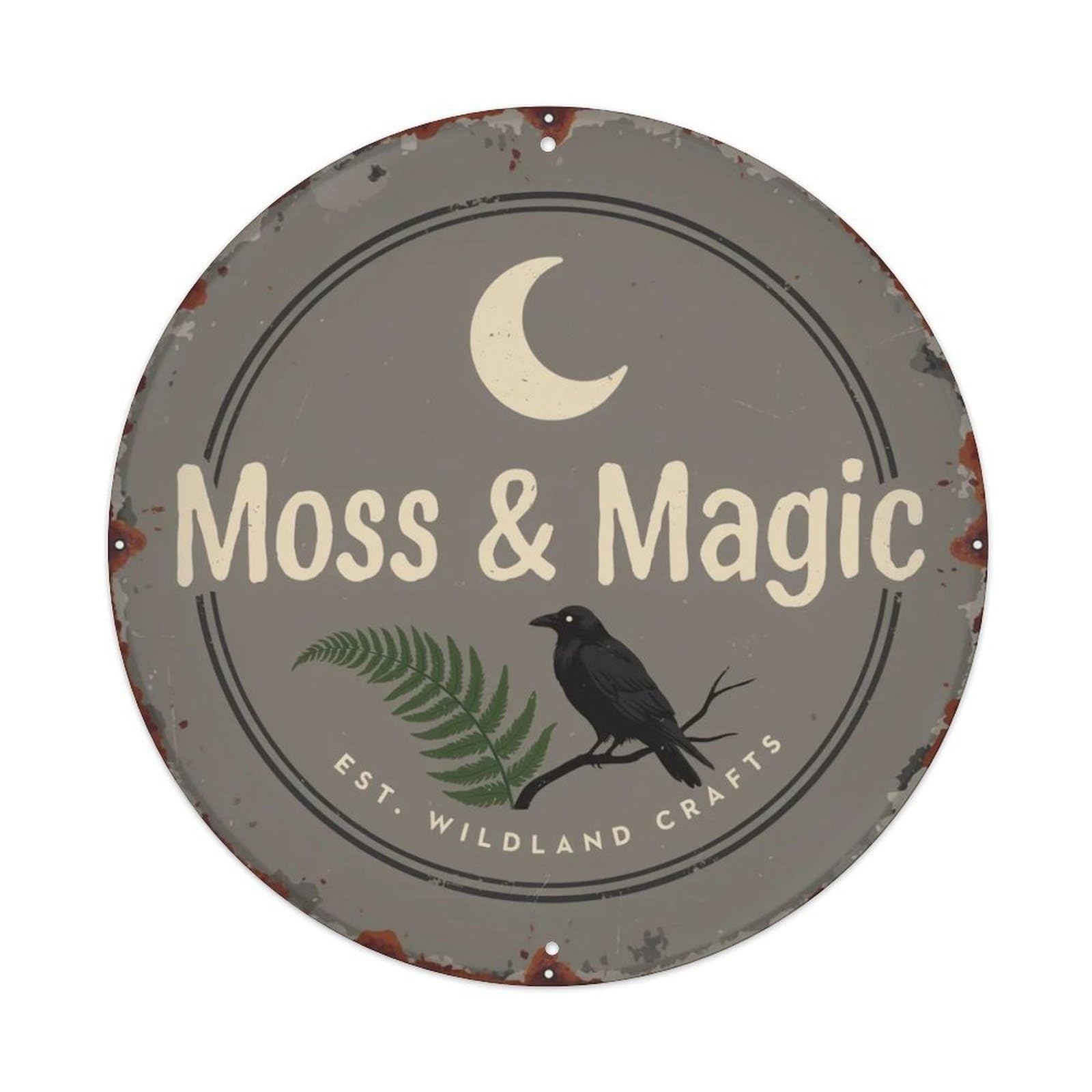 Moss & Magic Dark Cottagecore Metal Tin Sign Plaque