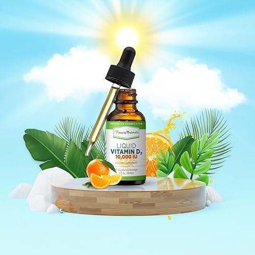 Miniatura 8 de Power By Naturals Vitamina D3 Gotas líquidas de 10000 UI – Vitamina D3 de alta potencia para fortaleza ósea de adultos y apoyo inmunológico – Sin