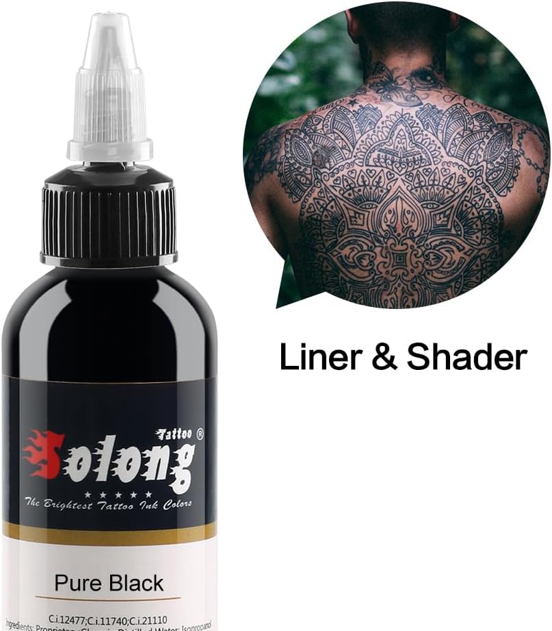 14PCS Tattoo Ink Color Set, Solong 1oz (30ml) Pigment Kit Color Tattoo Ink TI302-30-14-US