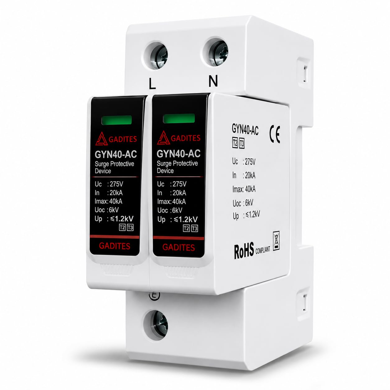 Surge Protector 2 Pole T2+T3, Fine-Level Type 3 Surge Protection, Safeguards Sensitive Electronics, Residual Lightning & Power Surge Safety Device (AC/T1+T2 4POLE WIHT Mount)-image-32