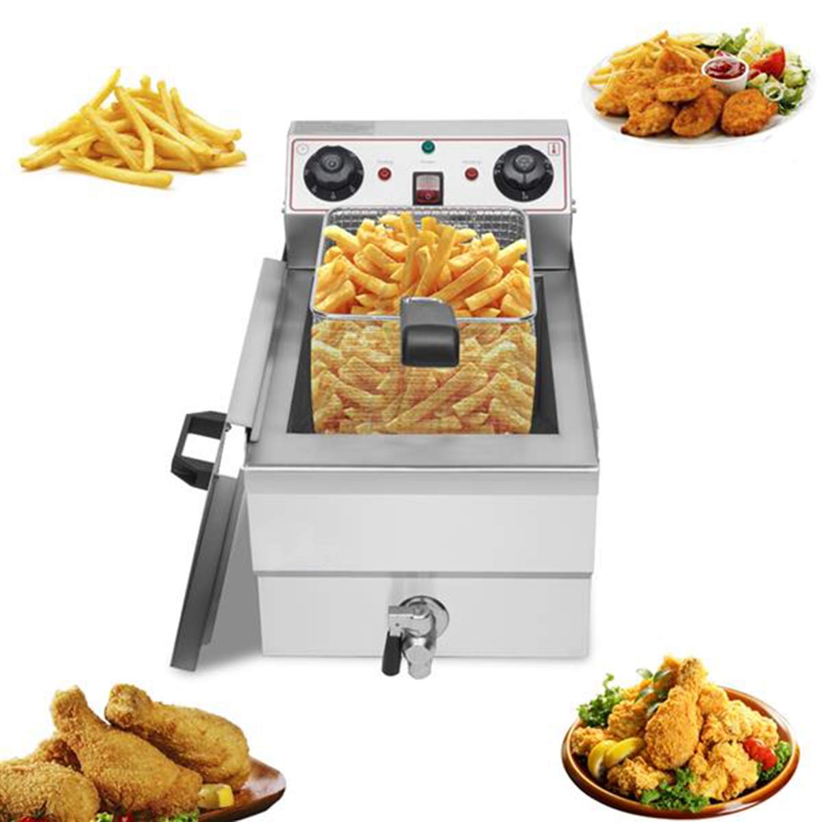 Joyleah 1700W MAX Stainless Steel Electric Deep Fryer, 12.5QT/11.8L Oil Capacity, Commercial Deep Fryer for Chicken Chips Fries French Fries Restaurant Home Kitchen