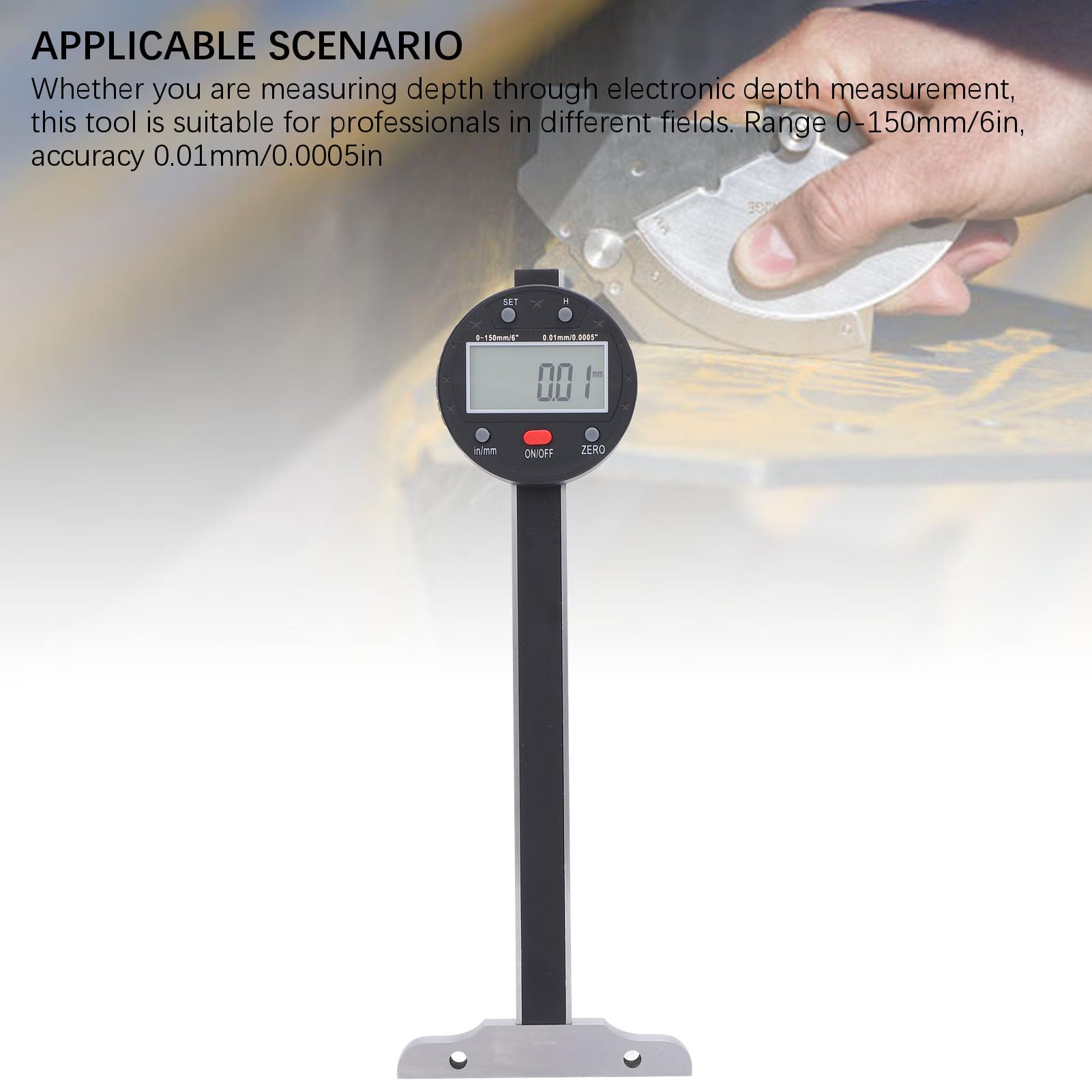 Cocoarm Medidor de Profundidad Digital, Herramienta de Precisión de Acero de Aleación, Rango de Medición de Profundidad 0-150 Mm para Carpinteros y Profesionales