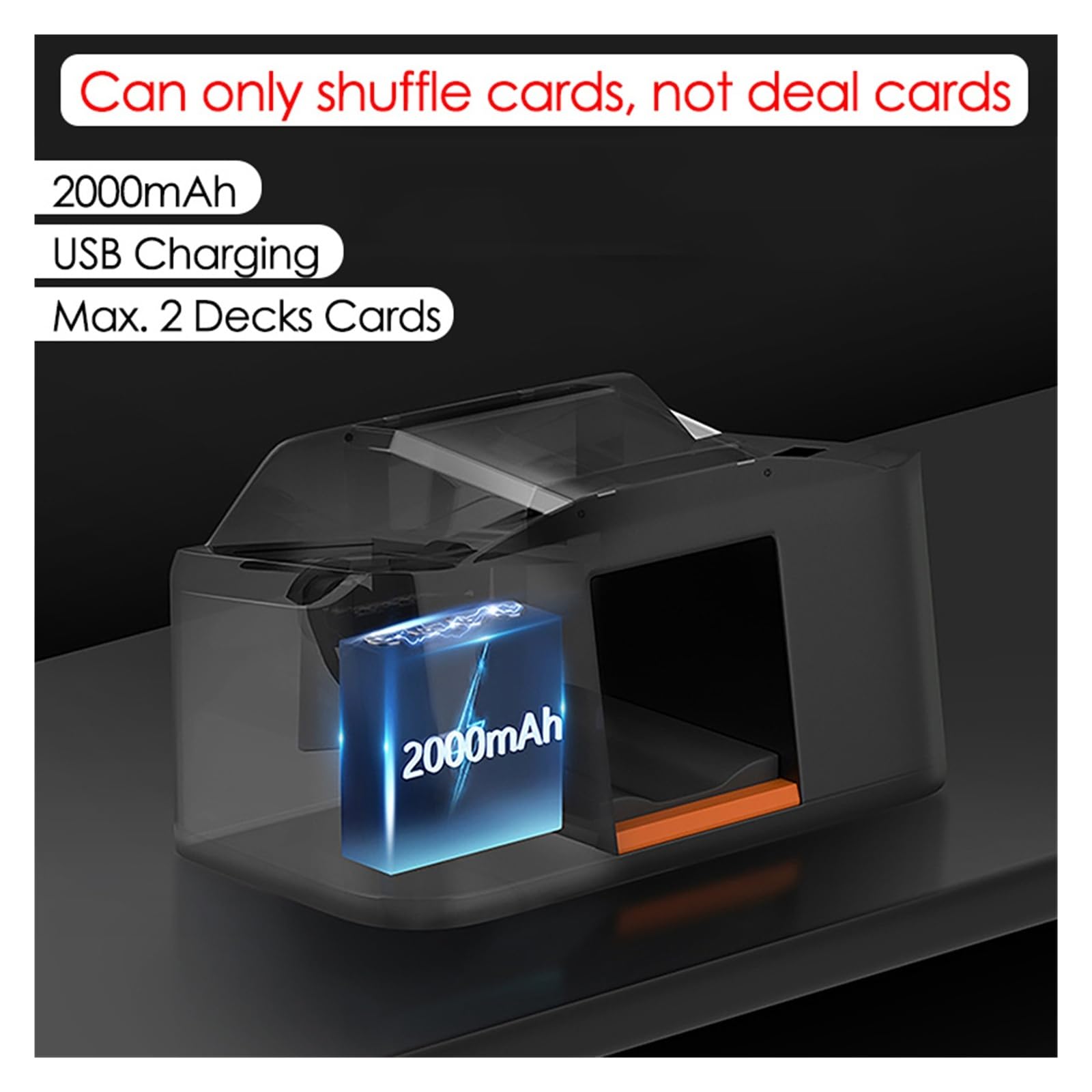 Mélangeur de Cartes Rechargeable 2000 mAh, 2 Jeux, Machine mélange Automatique Compact et Portable