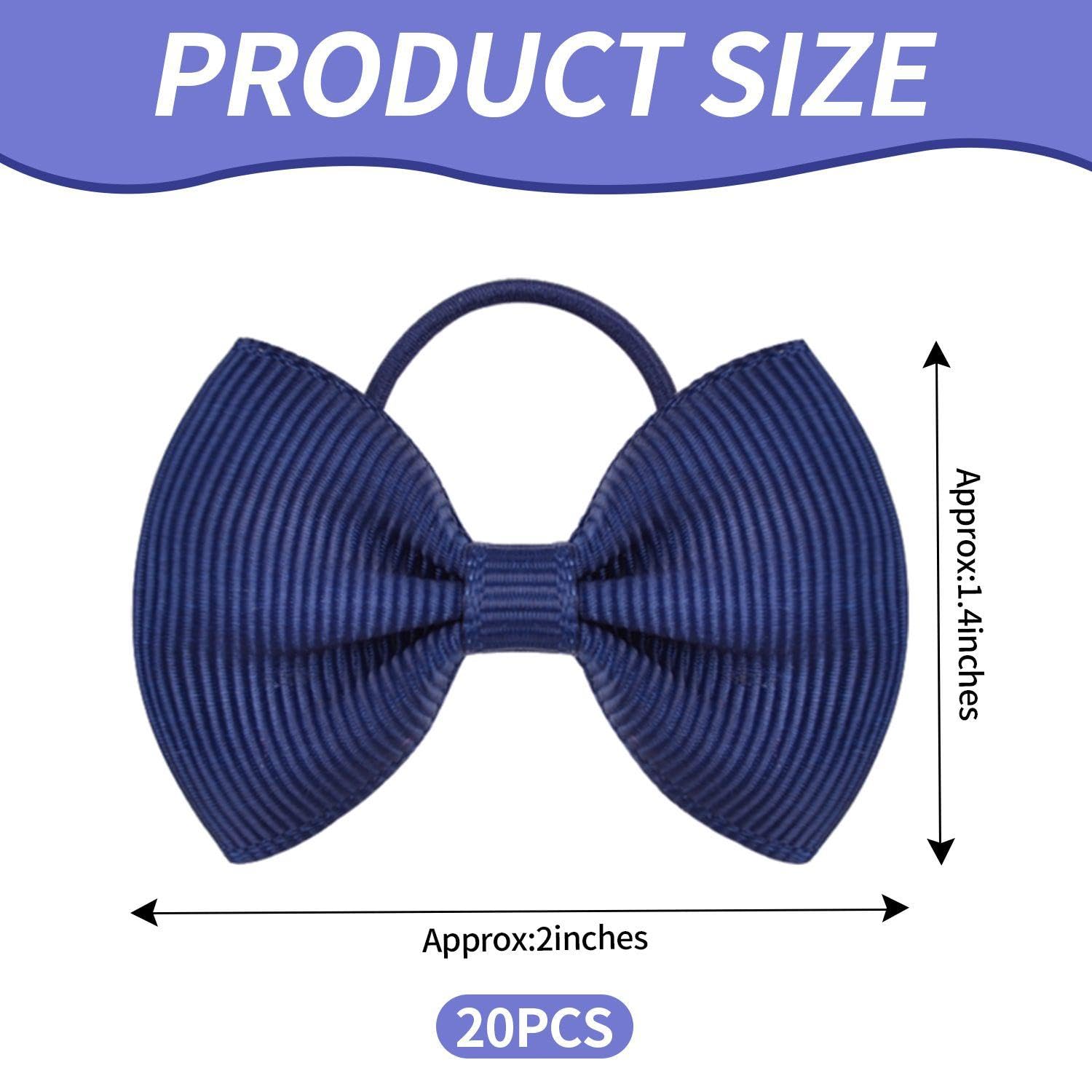 20 Pieces Of Navy Blue Bow Hair Ties, Children'S Hair Ties, Girls' Hair Accessories, Elastic Hair Ties, Hair Accessories, School Hair Accessories - Image 2