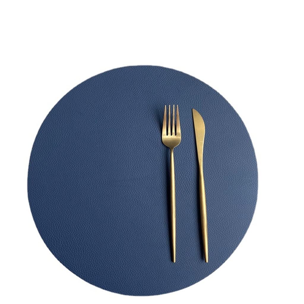 IANSHFKN Round Insulation Mat Hotel Home Plate Scandinavian Placemats PU Leather Western Food