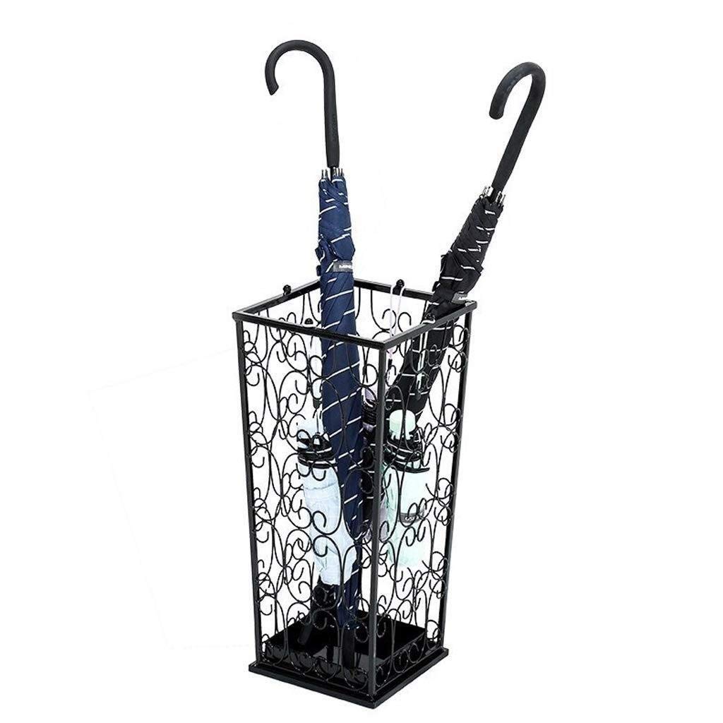 MiroDo Umbrella Stands Umbrella Stand Traditional Design Black Hook Bottom Drip Tray Household Square Storage Bucket Walking Stick Storage Bin Stand
