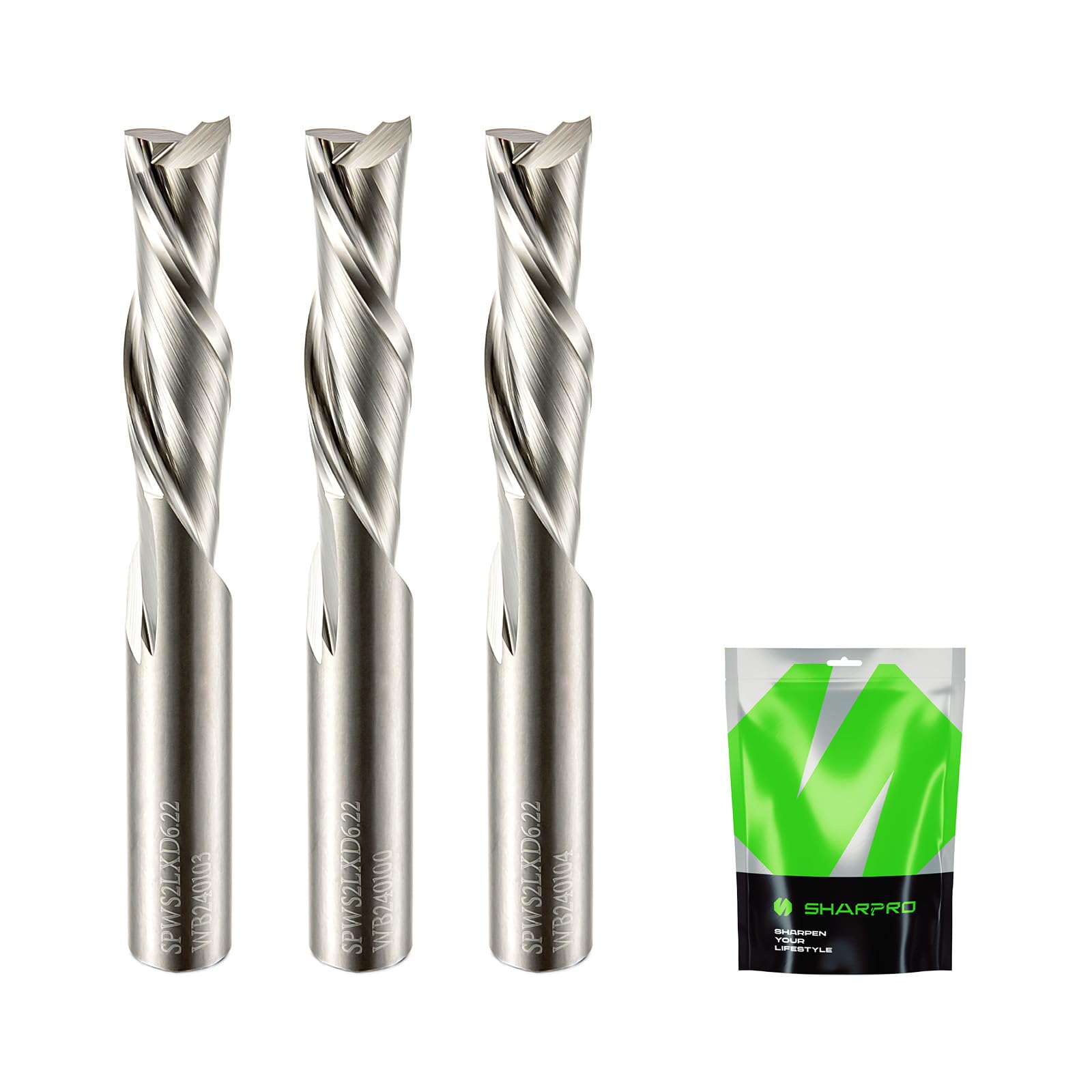 1/4 Router Bits 1/4 Shank, Spiral Downcut Router Bit, 1/4 Inch CNC Router Bits, Down Cut End Mills 1/4 Shank, Solid Carbide Endmills, Ideal for Wood