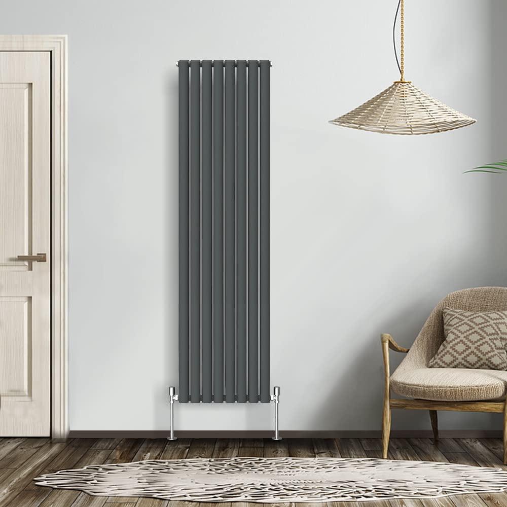 NRG Modern Radiator Anthracite 1800x472mm Double Oval Panel Heater ...