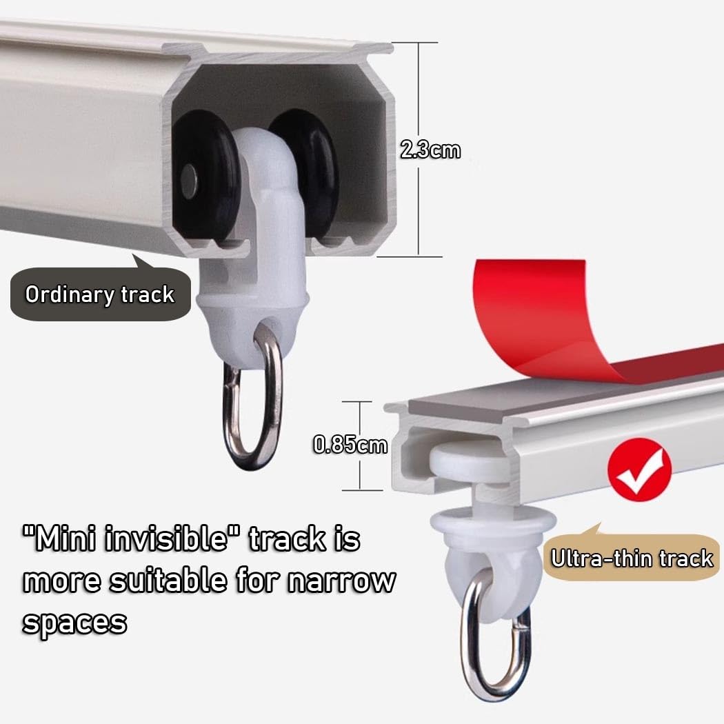 Système de tringle à rideaux auto-adhésive - Installation sans perçage au plafond ou aux murs - Kit de séparation de pièce polyvalent pour douche, dressing, bureau - Installation facile - 19