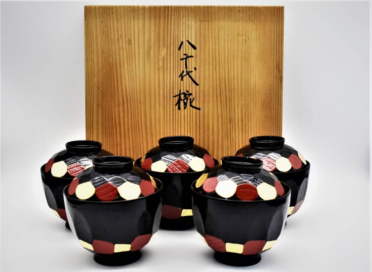 Amazon.co.jp: 西村彦兵衛平安象彦京漆器色漆八千代椀吸物椀五客茶道具  