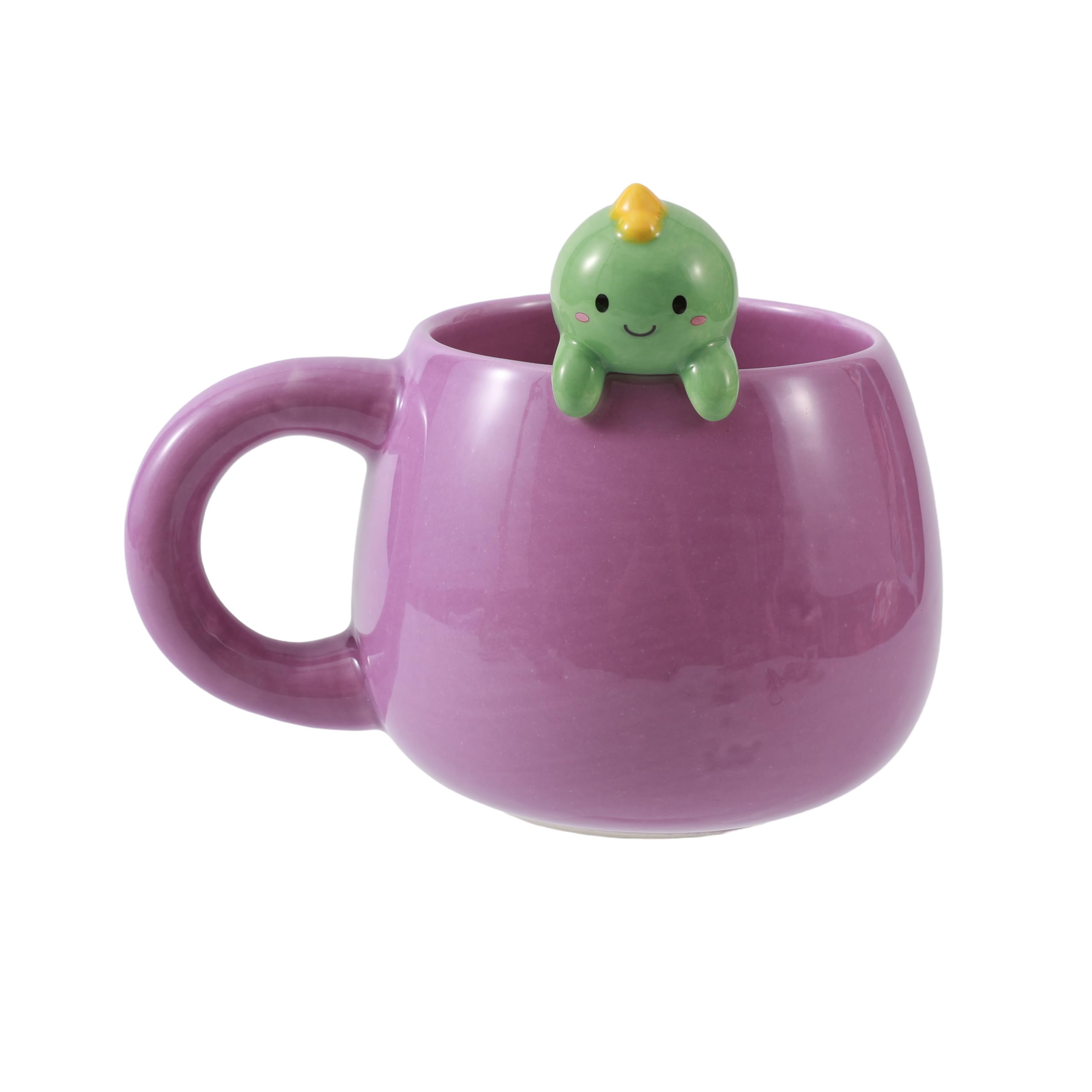 I-Total Hello Dino I-Total® - Ceramic Mug With Ceramic Animal On The Edge, Tea Or Coffee Mug 450 Ml (Hello Dino)