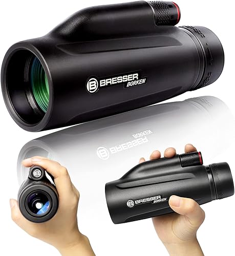Bresser 10X42 telescopio monocular de alta potencia prisma monocular para adultos, impermeable monocular con prisma FMC transparente para