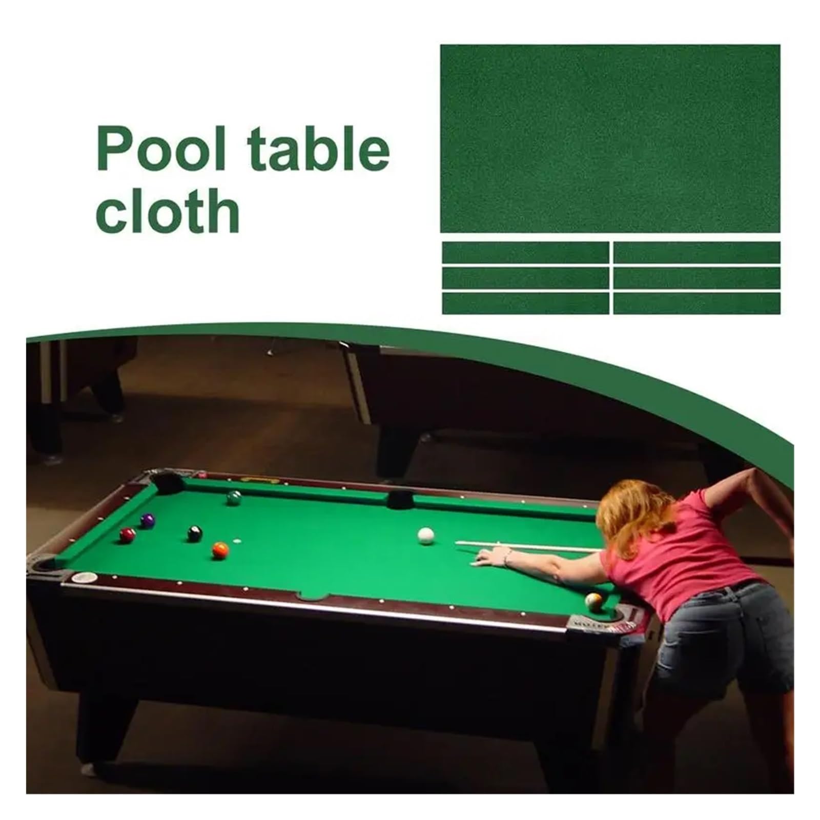 8-Fuß-Billardtisch-Filztuch mit 6 Langen Streifen, professionell Für Billard