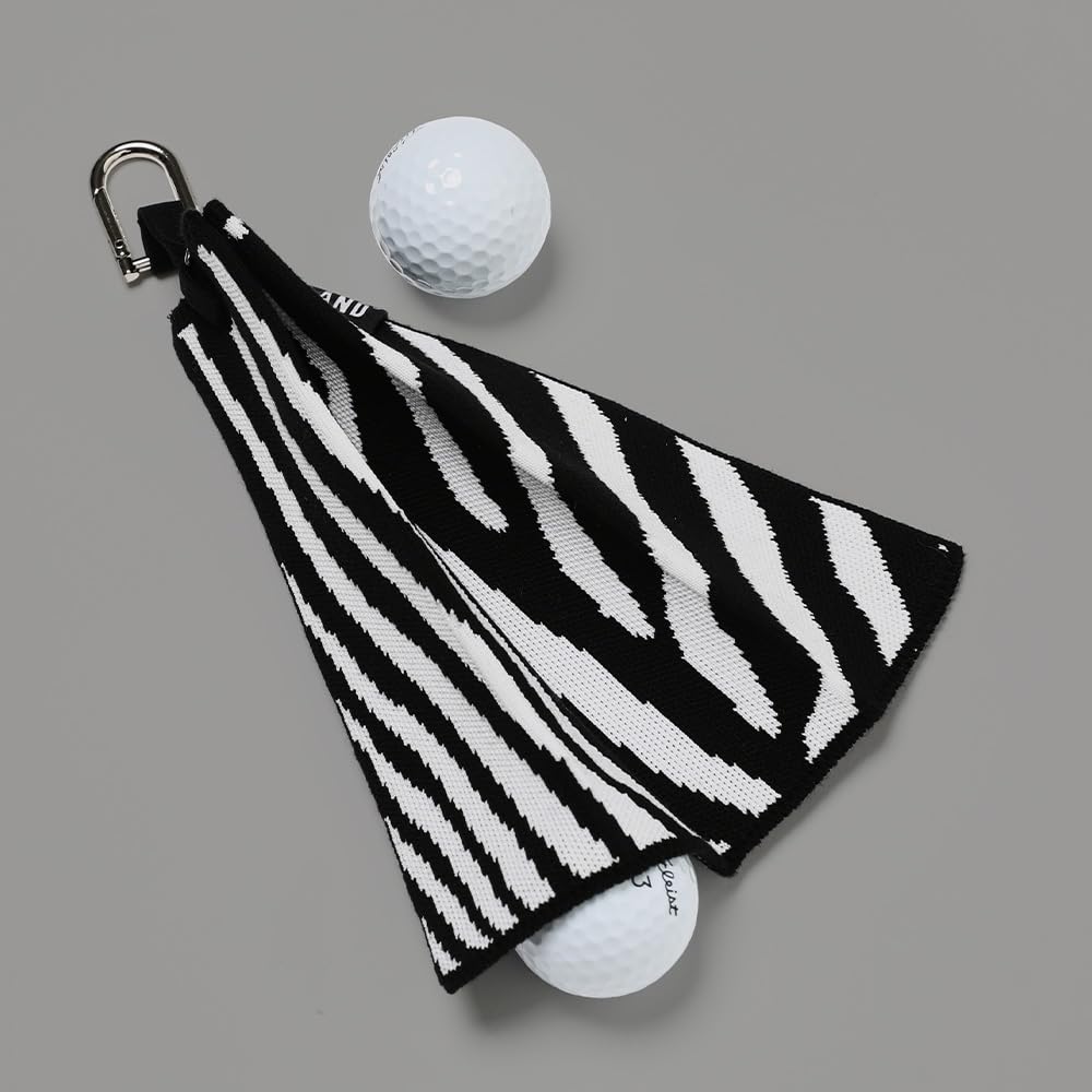 ANDGOLF Pleats Ball Towel, Funky Golf Towel, I Use This Towel to Wash My Ball, Golf Gifts - Golf Accessories, Embroidered Golf Towels for Bags with Clip, Colorful (Zebra)