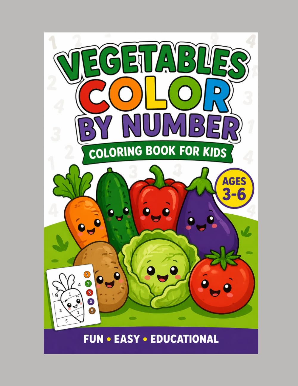 Vegetables Color by Number for Kids