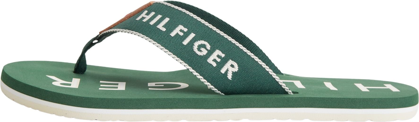 Tommy Hilfiger Men Sporty Hilfiger Beach Sandal FM0FM05913 Flip Flops, GREEN, 6.5