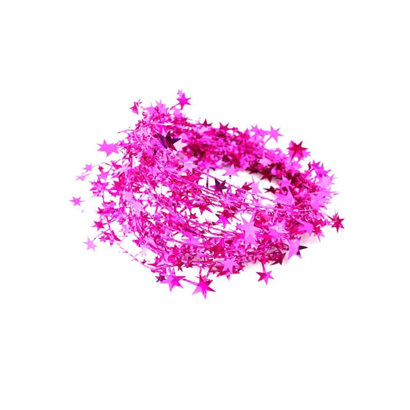 Yeobezn Rose Tinsel Stars Wire Garlands 12Pcs Christmas Stars Tinsel Garland Rattan Xmas Tree Decoration For Home Wedding Birthday New Year Streamers Ornaments(Rose)
