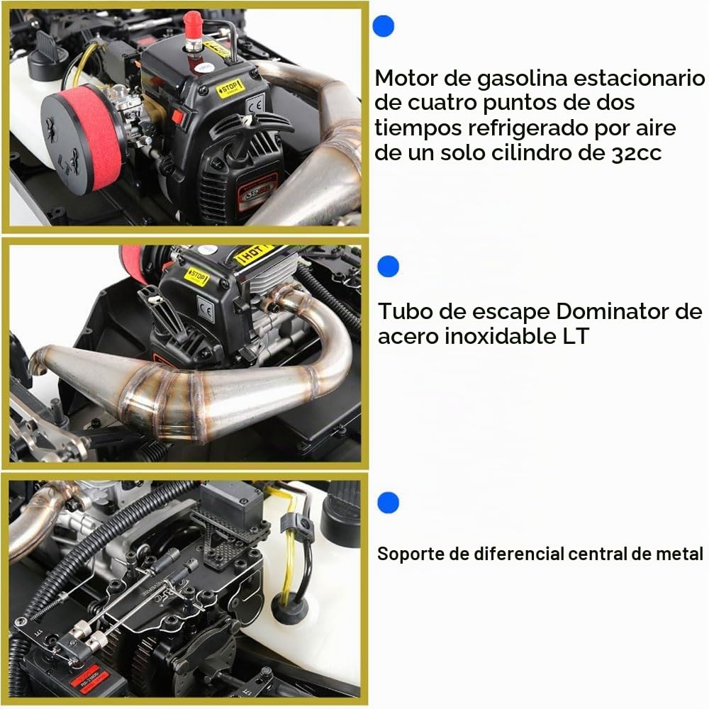 1/5 Escala 2.4G Coche De Control Remoto 4WD Vehículo Todoterreno con Control Remoto 32CC Coche RC con Combustible Inversión con Un Solo Clic Carreras Todo Terreno Hobby para Adultos Regalos