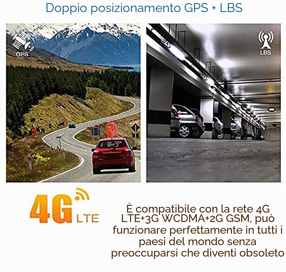 Localizzatore 4G GPS per Auto, Tracciatore di Posizione in Tempo Reale Con Sistema di Allarme/Geo-Fence, App Gratuita e Potente Magnete - Batteria da 5000mAh