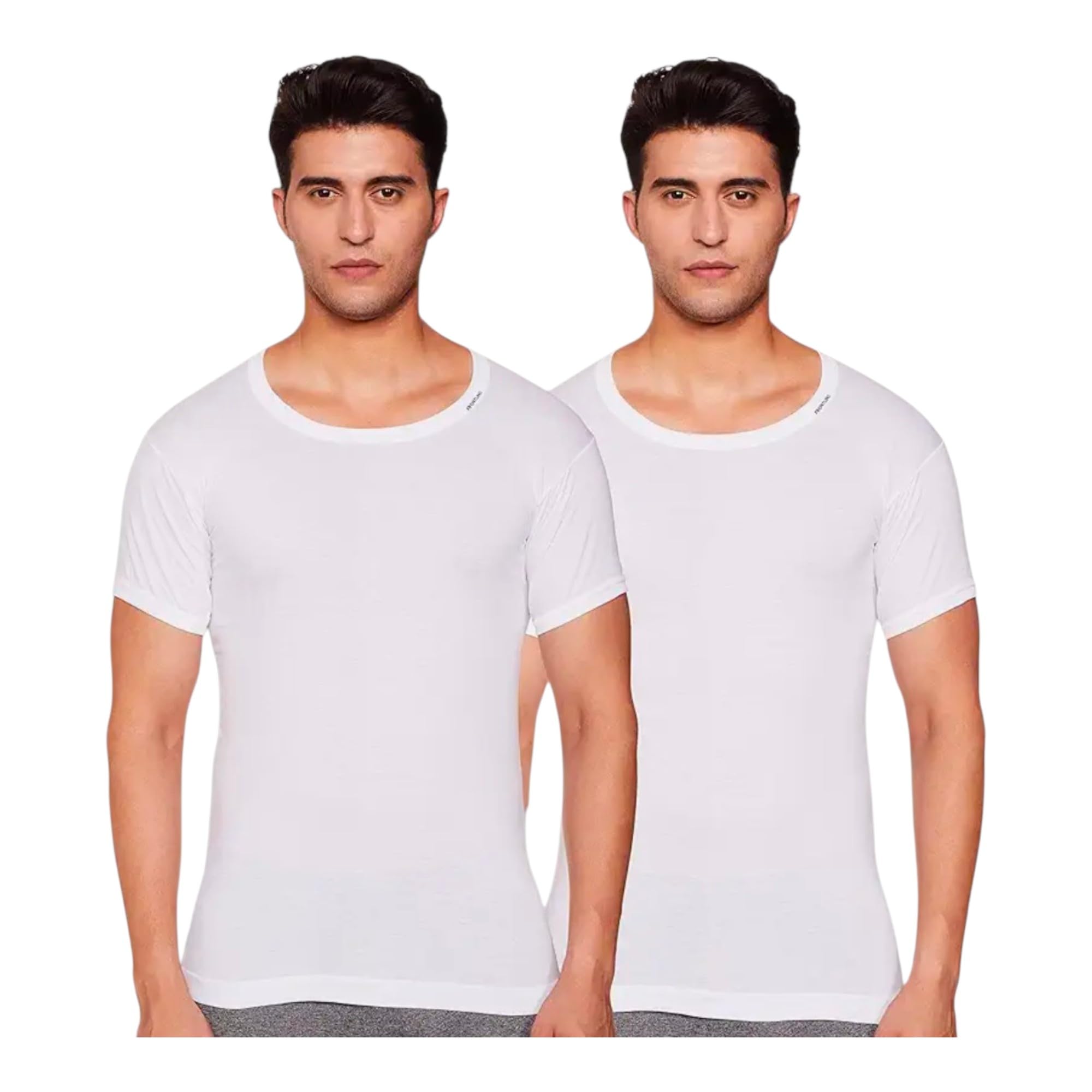 Freedom, Men's White Round Neck Half Sleeve Vest, Pack of 2, XL-image-18