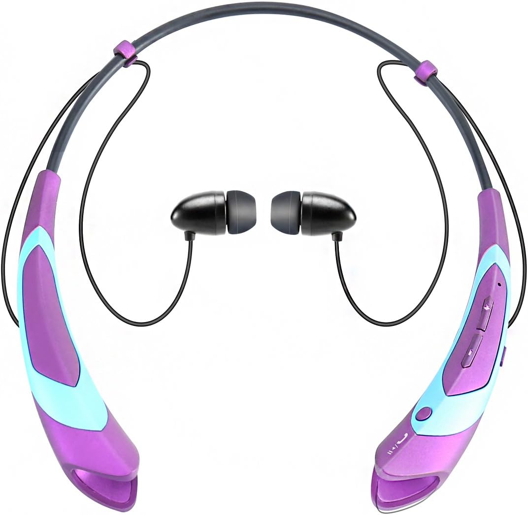Bluetooth Earphone Neckband Headphones,V4.2 Stereo Noise Cancelling Wireless Headset, Sport Neckband Style Magnetic Earbuds with Mic for iPhone Series and Android Phones (Purple)