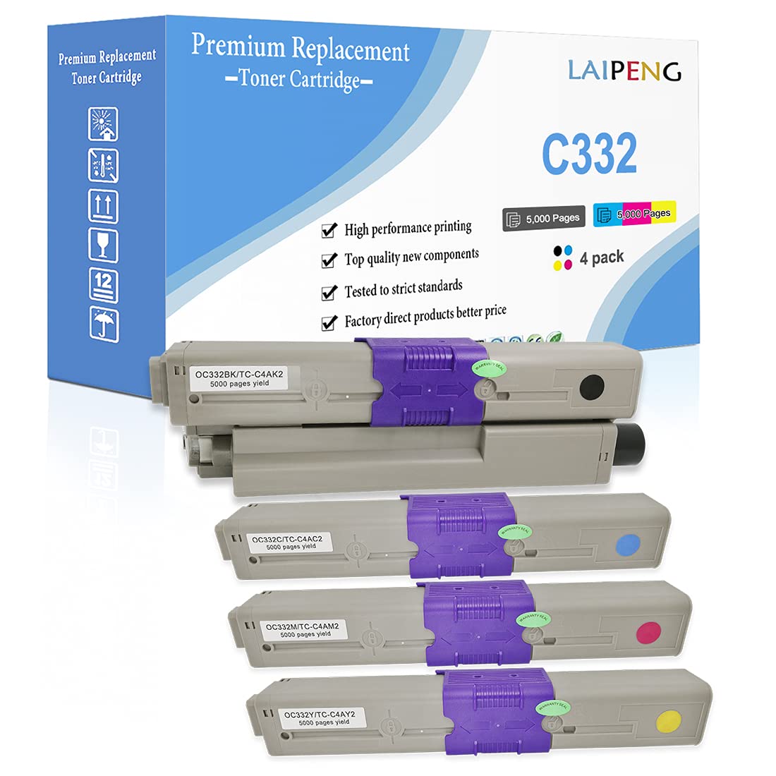 Amazon.co.jp: LAIPENG 4色セット互換トナーカートリッジOKI用 TC-C4A 