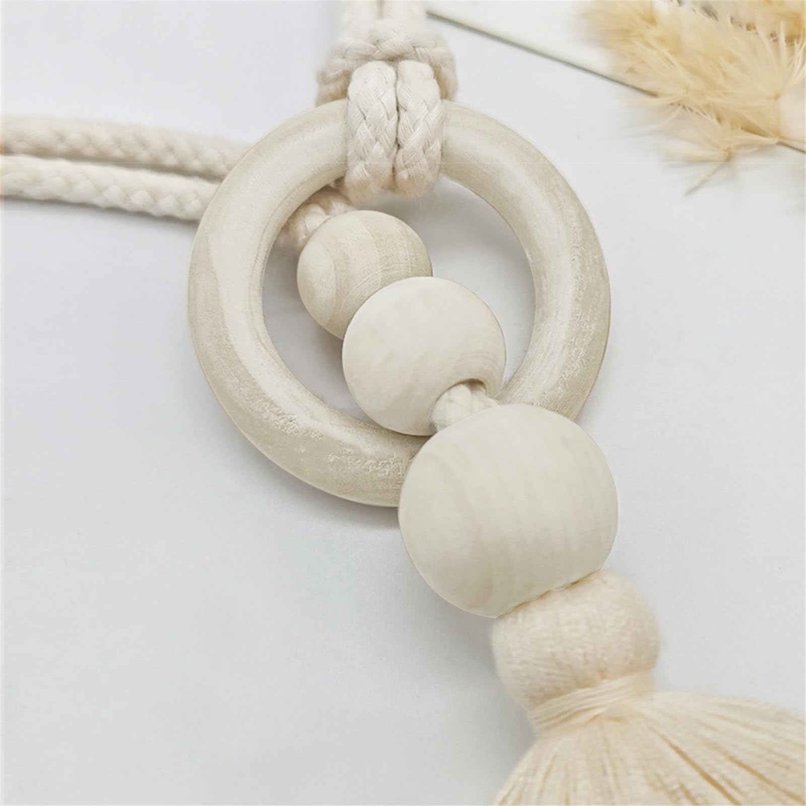 2 Pezzi Fermatende per Tende, Fermatenda in Cotone, Tende Clip per Tende Corda de Cotone Intrecciato a Mano, Fermatenda da Esterno Raccogli Tenda per Interni ed Esterni Tenda Decorazione (Beige