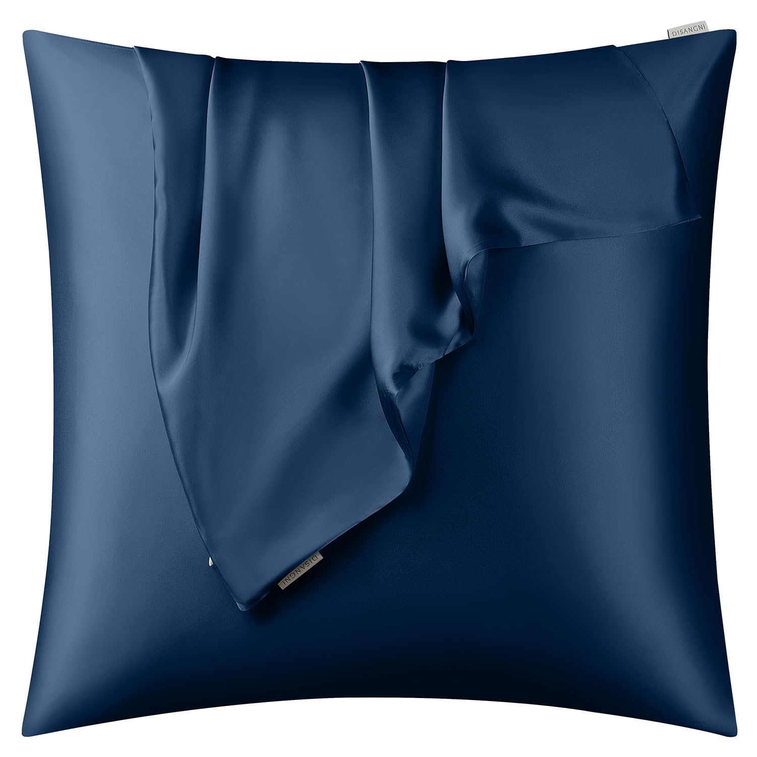 DISANGNI 100% Natural Mulberry Silk Pillow case for Hair and Skin with Hidden Zipper 22 Momme Both Sides Real Silk Pillow Case (1pc 60x60cm, Blue)