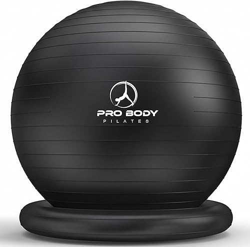 ProBody Pilates Yoga Ball Chair, Exercise Ball Chair with Base or Stand for Home Office Desk Sitting or Workout, Balance Ball & Stability Ball Seat