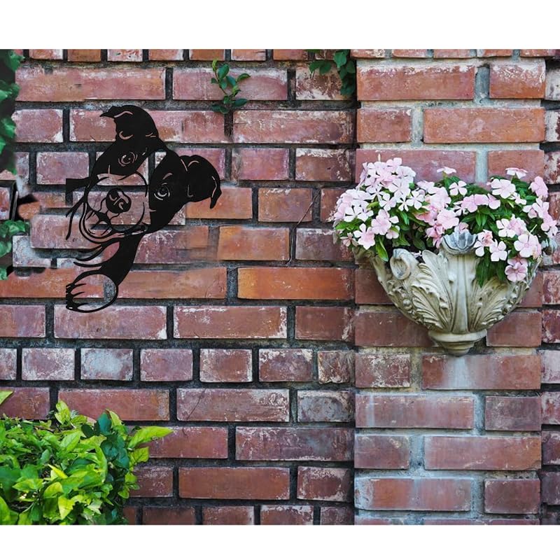 160 x 250mm Aus Rost-Metall Schwarz Rostige Silhouette Hund Dekorativer Rost Tierische Rostdekoration Tierdekoration Deko Garten Rostoptik Rostige Deko für Hofdekoration (Hund)