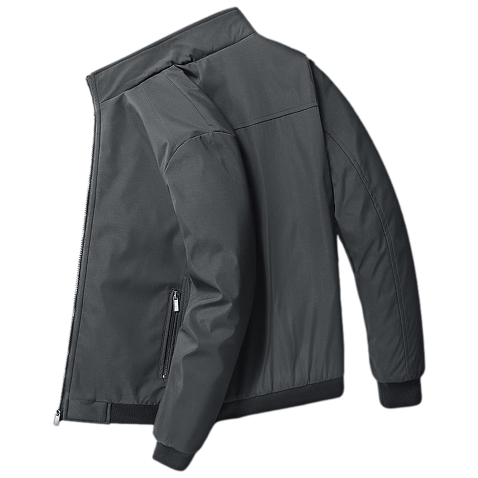 Hombre Invierno Chaqueta de Lana Cálido Cuello Alto Chaquetas con Forro de Piel con Bolsillos con Cremallera