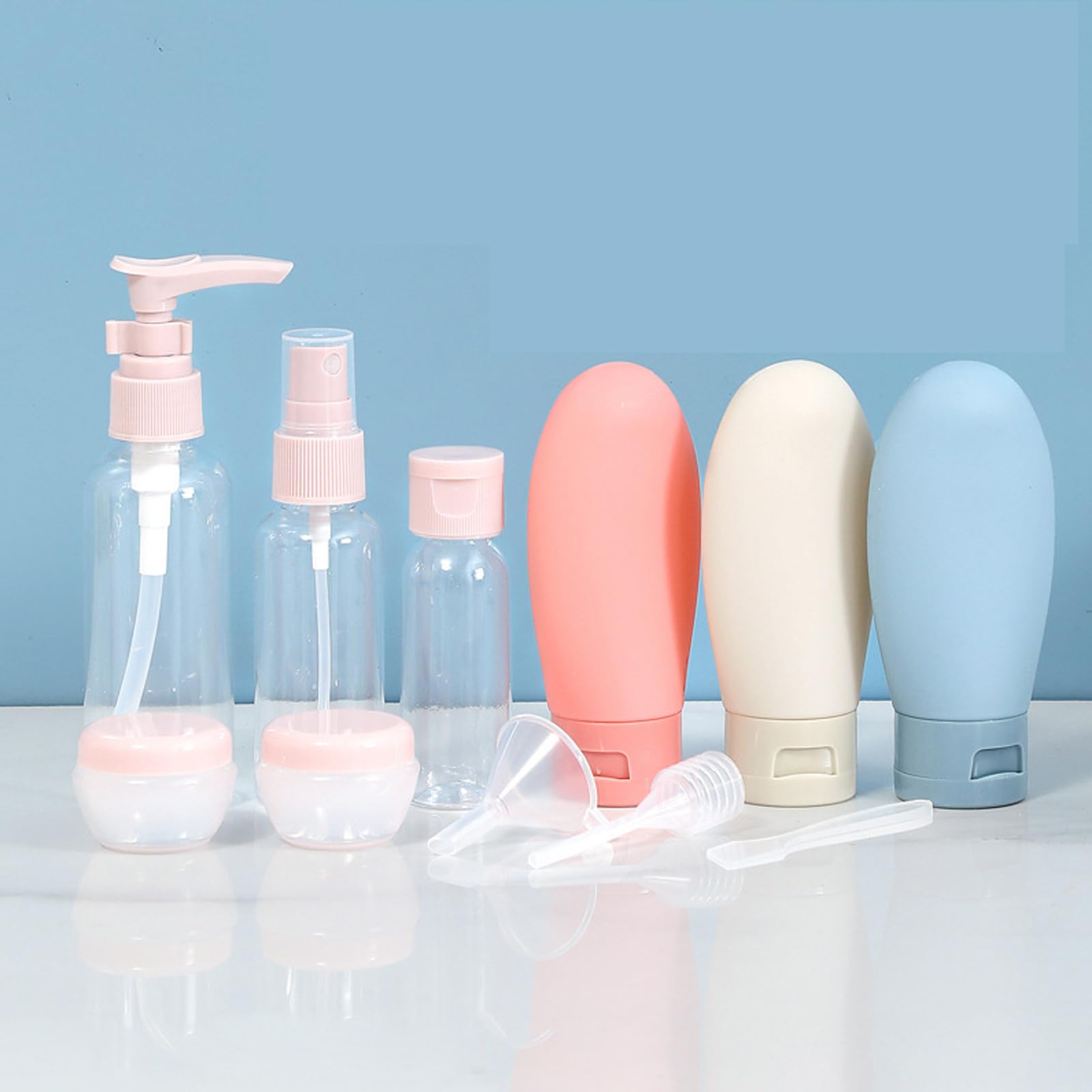 11-Piece Leakproof Travel Bottles Set, Reusable Squeezable Silicone Containers for Shampoo Conditioner & Toiletries, BPA-Free