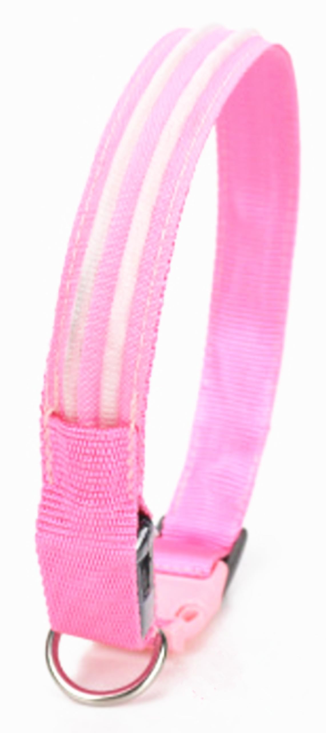 Collar de Perro led, Encendido del Collar del Perro Impermeable Carga USB Parpadeante Collar del Perro LED 3 Modos para Perros pequeños medianos Grandes (M, Rosa)