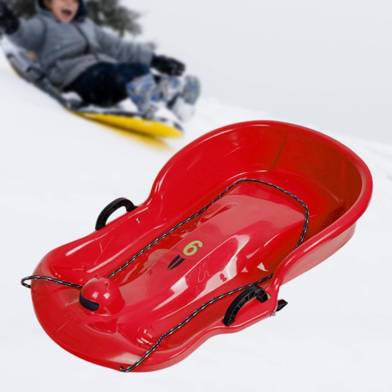 Luge Double Humain Luge de Neige Poignée Cordon Freins Siège Double PETG Adapté Aux Enfants Balades Jardin Loisirs Hiver Fêtes