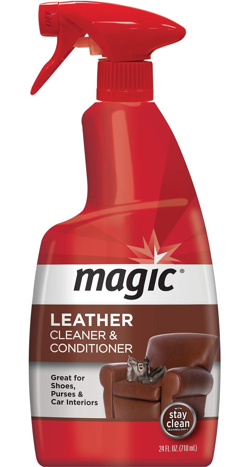 Magic Leather Cleaner and Conditioner - UV Protectants Help Prevent Cracking or Fading of Leather Couches, Car Seats, Shoes, Purses and More 24 Fluid